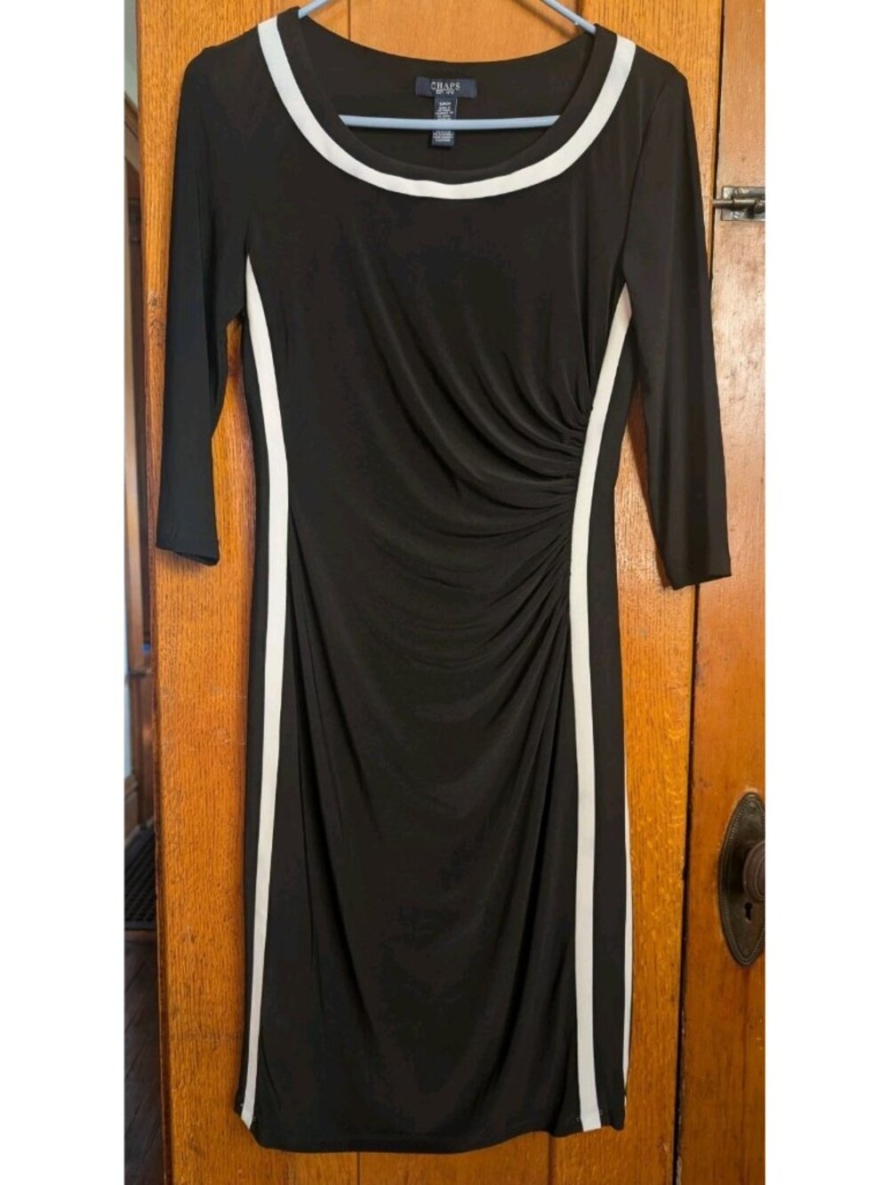 Chaps Black w/White Stripe Casual Dress ~ Size Small- 107